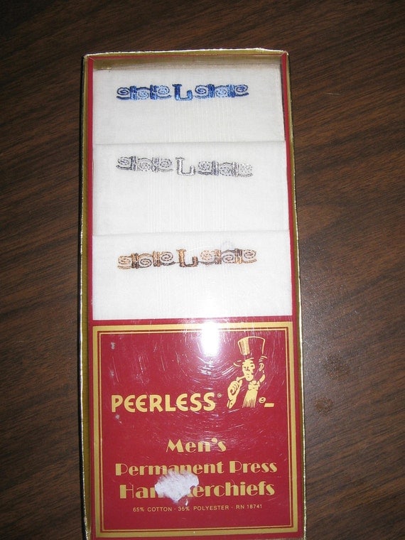 Vintage Men's Permanent Press Handkerchiefs Initial L