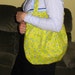 SALE--Green/yellow purse with blue polka-dots