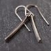 Modern, funky sterling silver hanging stick earrings