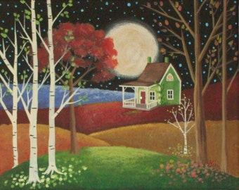 The Moon and the Stars Folk Art Print