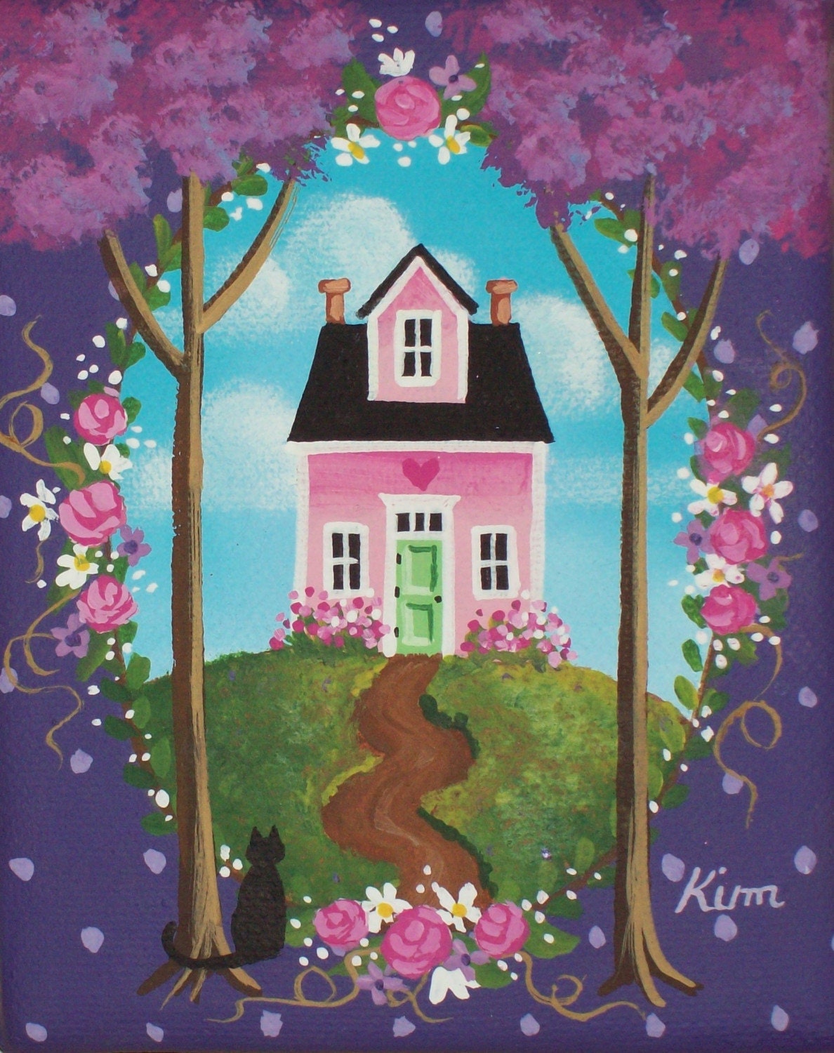 Home Sweet Home Original Folk Art Painting FREE Shipping   Il Fullxfull.125936669 