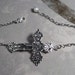 Sideways Cross Ankle Bracelet Anklet with fresh water pearl adjustable chain