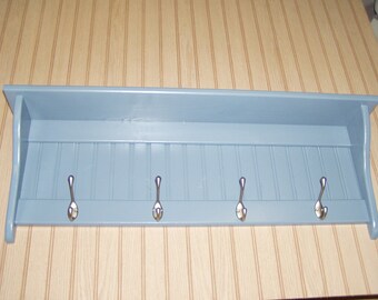 Country Coat RAck Wall Shelf Country Blue