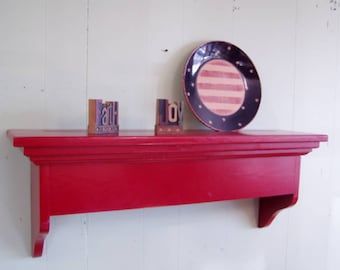 Window Cornice Wall Shelf Solid Pine 24 inches Red