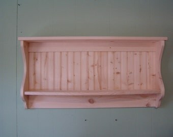 Primitive Country Shelf and Plate Rack Unfinished 42" Rustic Unfinished Wood