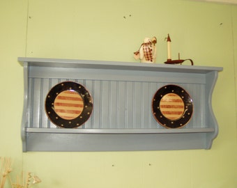 Primitive Country Shelf and Plate Rack 42 Inches DIsplay Shelf Primitive