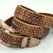SNAKE EYES belt - Brindle Hair on Leather with Indian Red Swarovski Crystals, 3 Piece Western Buckle Set