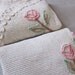 Pair vintage chenille bedspread 2 matching floral cream