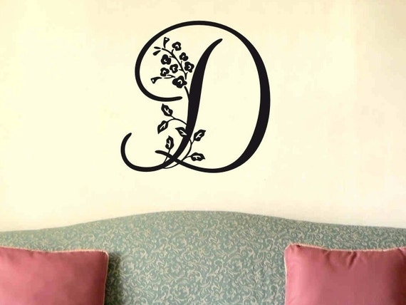 Single letter floral monogram vinyl wall sticker decal