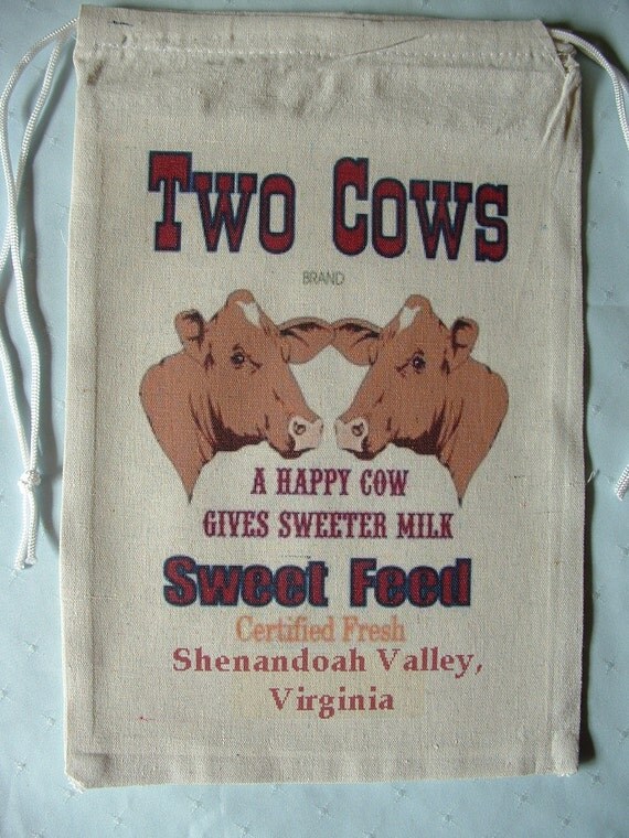 TWO COWS SWEET Feed Novelty Feed Sack by AuntBevTreasures on Etsy