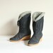 size 9 1980s vintage navy blue vinyl silver lining winter boots 40