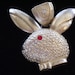 Huge Vintage Rhinestone Silvertone Playboy Bunny Pendant