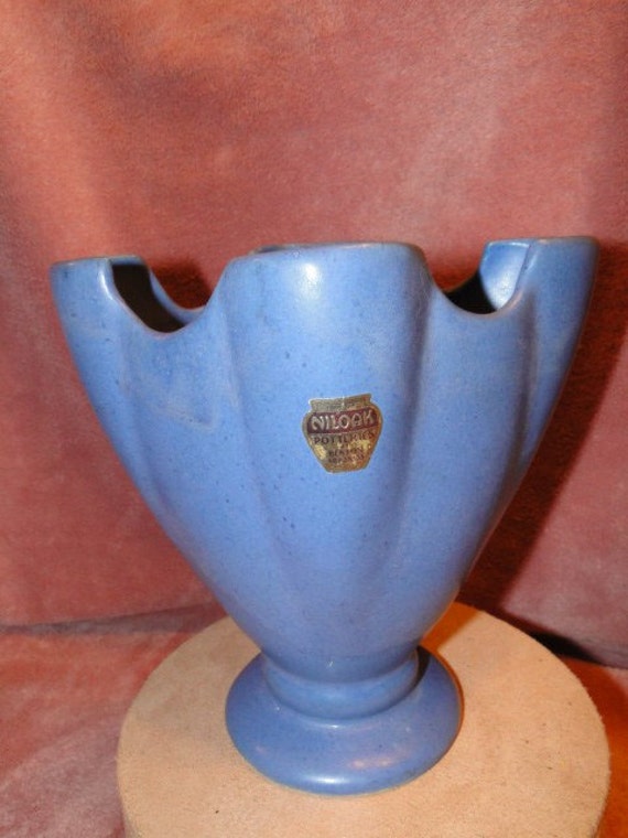 Niloak Fan Shaped Vase in Matte Blue reserved for aaw69