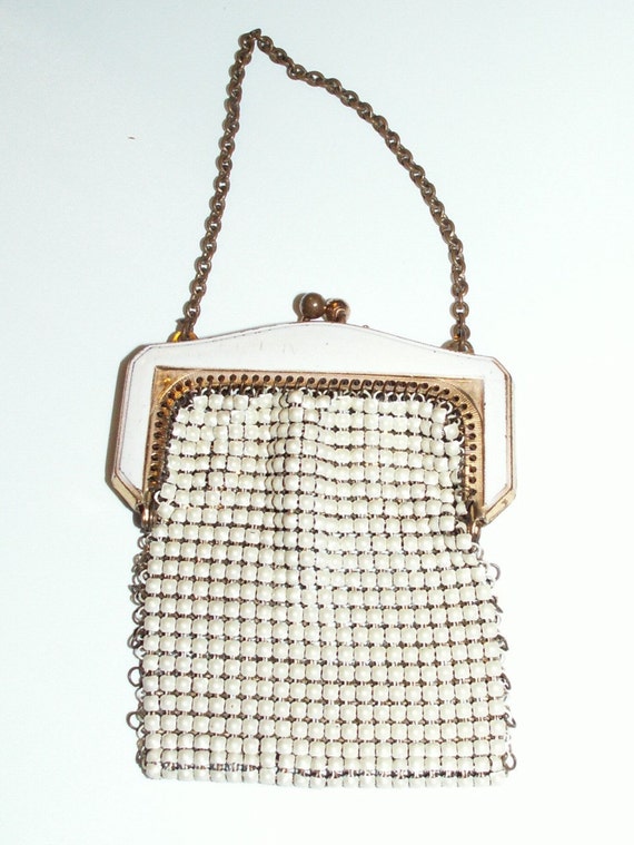 Antique Whiting and Davis White Mesh Coin Purse