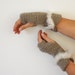 Brown Fingerless Gloves Wrist Warmers Wool with Fur Hand Knit Winter Accessories Winter Fashion Cute Delicate Gift For Her