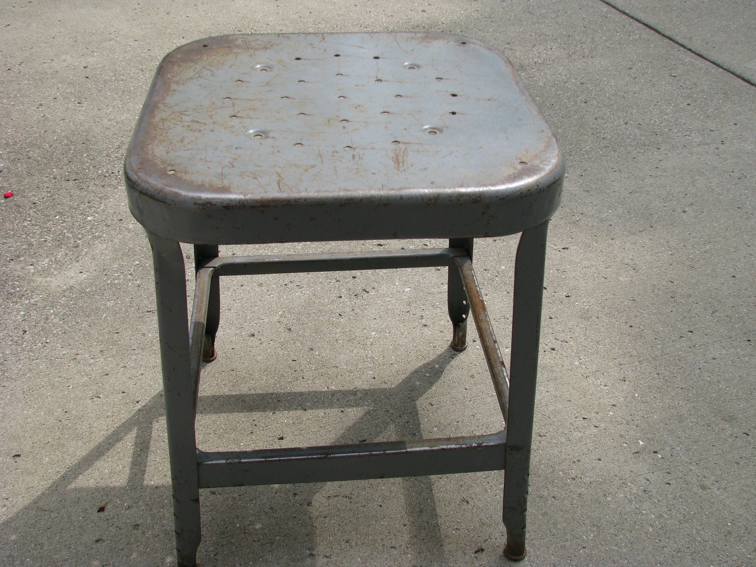 awesome vintage lyon industrial gray metal shop stool