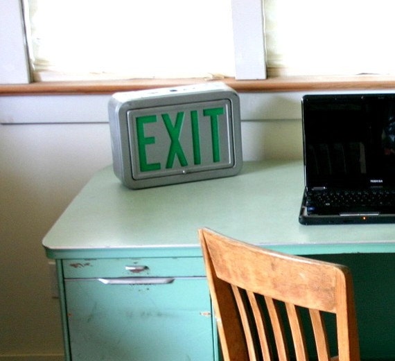 Modern Industrial Salvaged Exit Sign