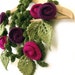 Crochet knit felt scarf lariat freeform knit felt roses raspberry red purple green "Passion Fruit" MADE to ORDER