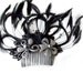 Fascinator hair comb white rhinestone flowers black feather gray pearls lace Victorian
