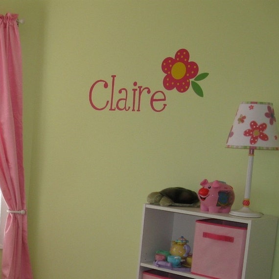 Girly Flower Name Vinyl Wall Decal K006