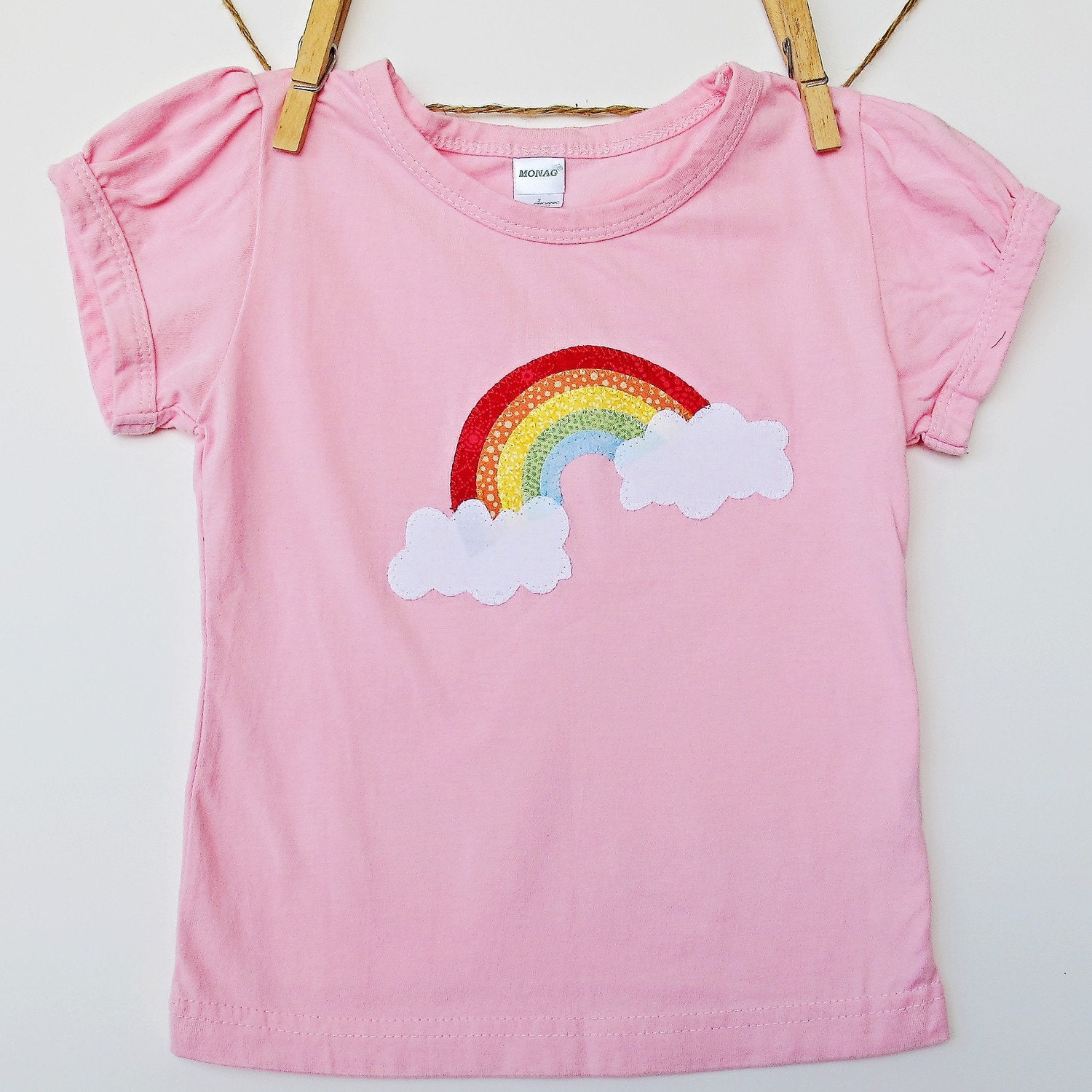 Rainbow on Pink Pleated Cap Sleeve T-Shirt by bitty bambu