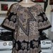 Boho Hippie tunic Peasants Blouse -East Indian Tapestry fabric - Gray-black -cream design-size med. large