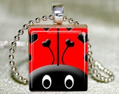 Scrabble Tile Jewelry - Scrabble Pendant - Ladybug Scrabble Tile Pendant with Necklace and Matching Gift Tin