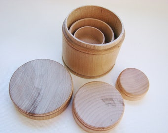 Nesting Canisters - Montessori and Waldorf inspired size relation toy