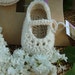 Crocheted Mary Janes ivory and sand with gift box size 0/3 months