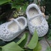 Baby booties Mary Jane pearl grey and cream size 3/6 months