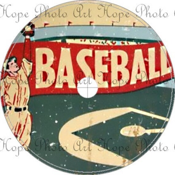 Vintage Baseball CD Cover Template 4 1/2 size digital