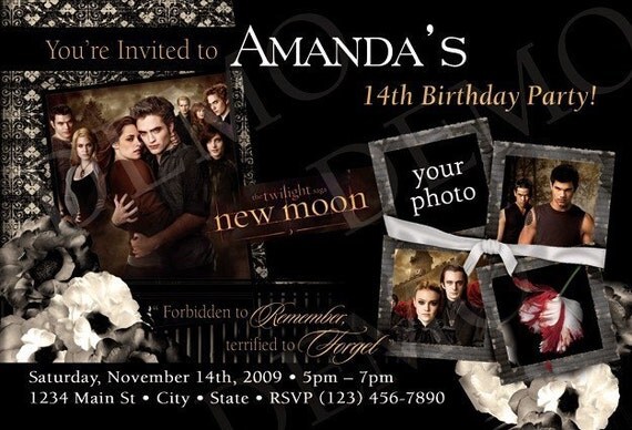 Digital TWILIGHT New Moon SAGA Birthday Invitation Twilight