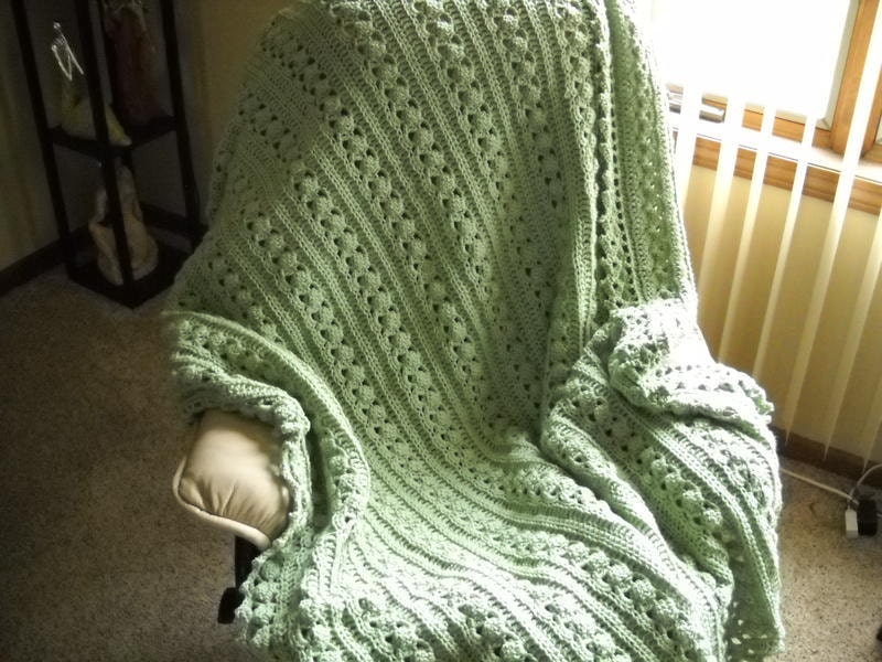 Sale Crochet Blanket Throw Frosty Green Luxurious Afghan