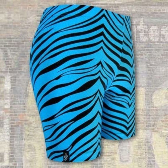 Turquoise Zebra Spandex Shorts