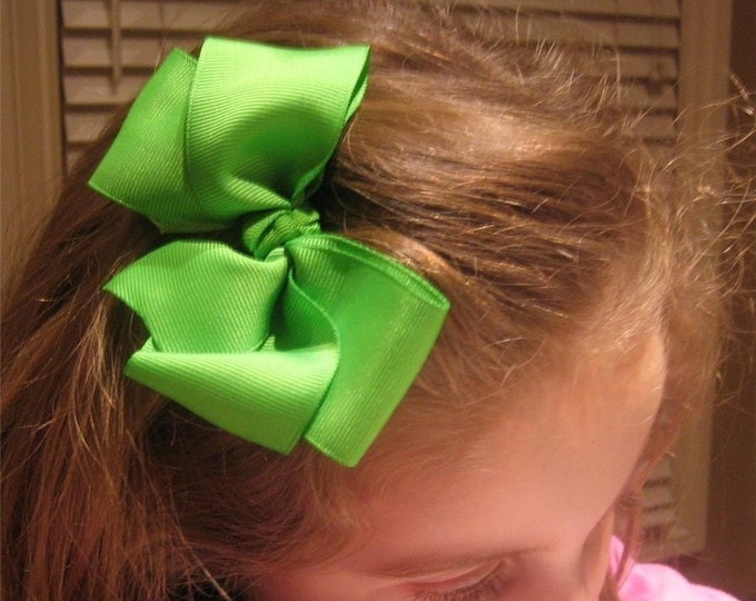 Big Boutique Hairbows, Lot SET of 10 Bows, 5 inch Hair Bows, Large CHUNKY Bows, Classic Bows, Loopy Bows, You choose colors, wholesale bows