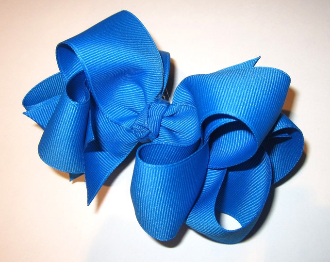 Big hairbows, girls hair bows, boutique bows, Blue Magic Bow, Blue hairbows, Spikey bows, stacked bow, layered hairbows, 5 inch bows, 4 inch