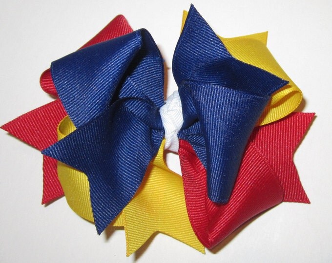 Girls Hairbows, Boutique Hair Bow, Carnivals and Circus Clowns, M2M m2mg Hair Bow, Primary Colors Hair Bows, 5 Inch hairbow, Twirly Hairbow