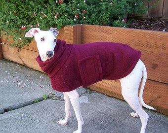 Italian Greyhound English Style Fleece Dog Coat "Burgundy"