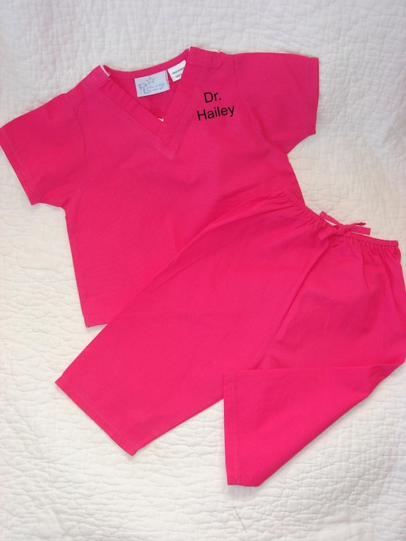 PERSONALIZED Hot Pink BABY SCRUBS for Doctor or Nurse 612