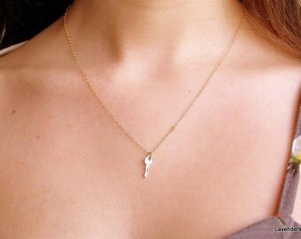 Key Necklace , Gold Key Charm , Gold Fill , Modern , Everyday Jewelry