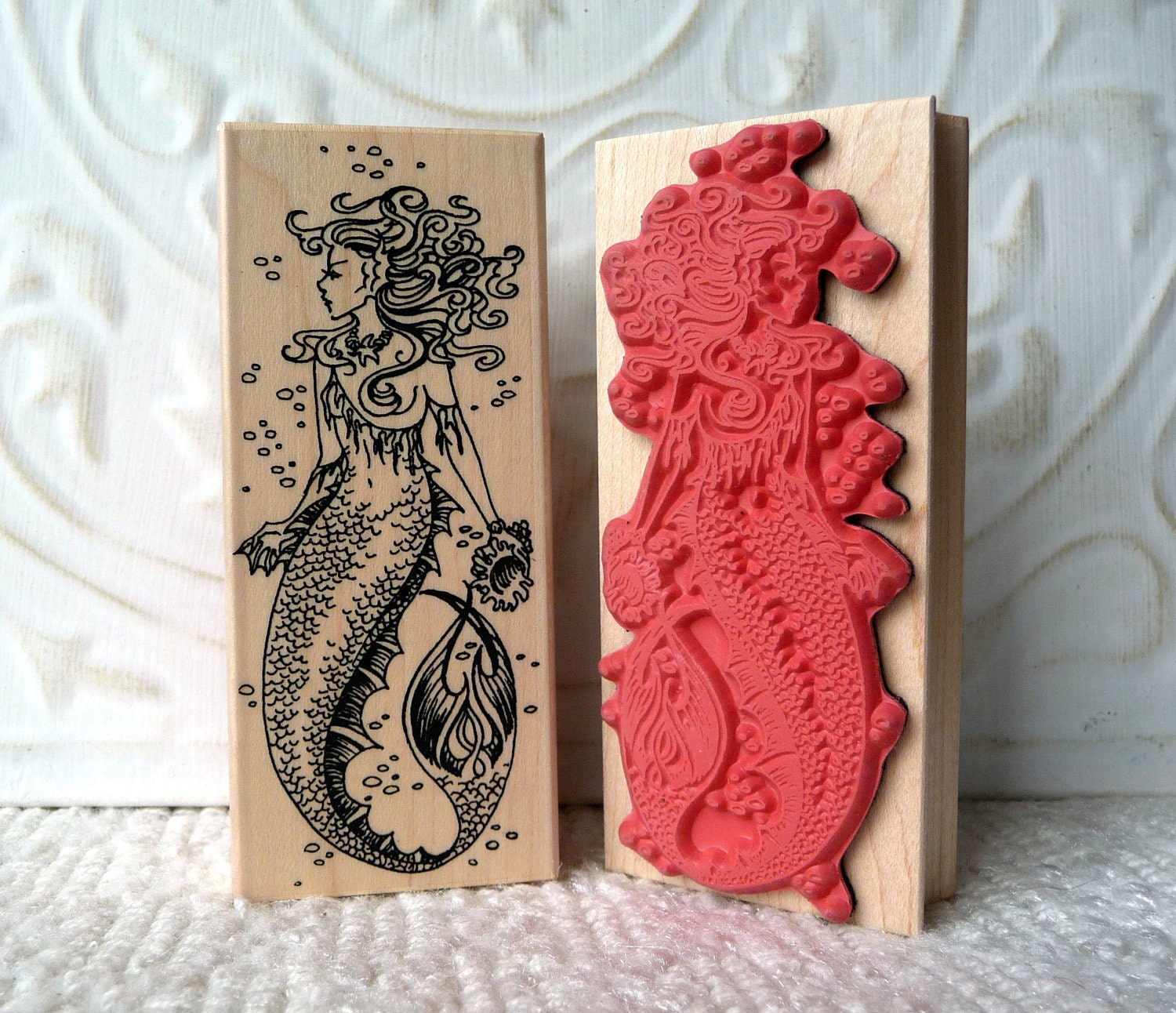 Mermaid rubber stamp from oldislandstamps