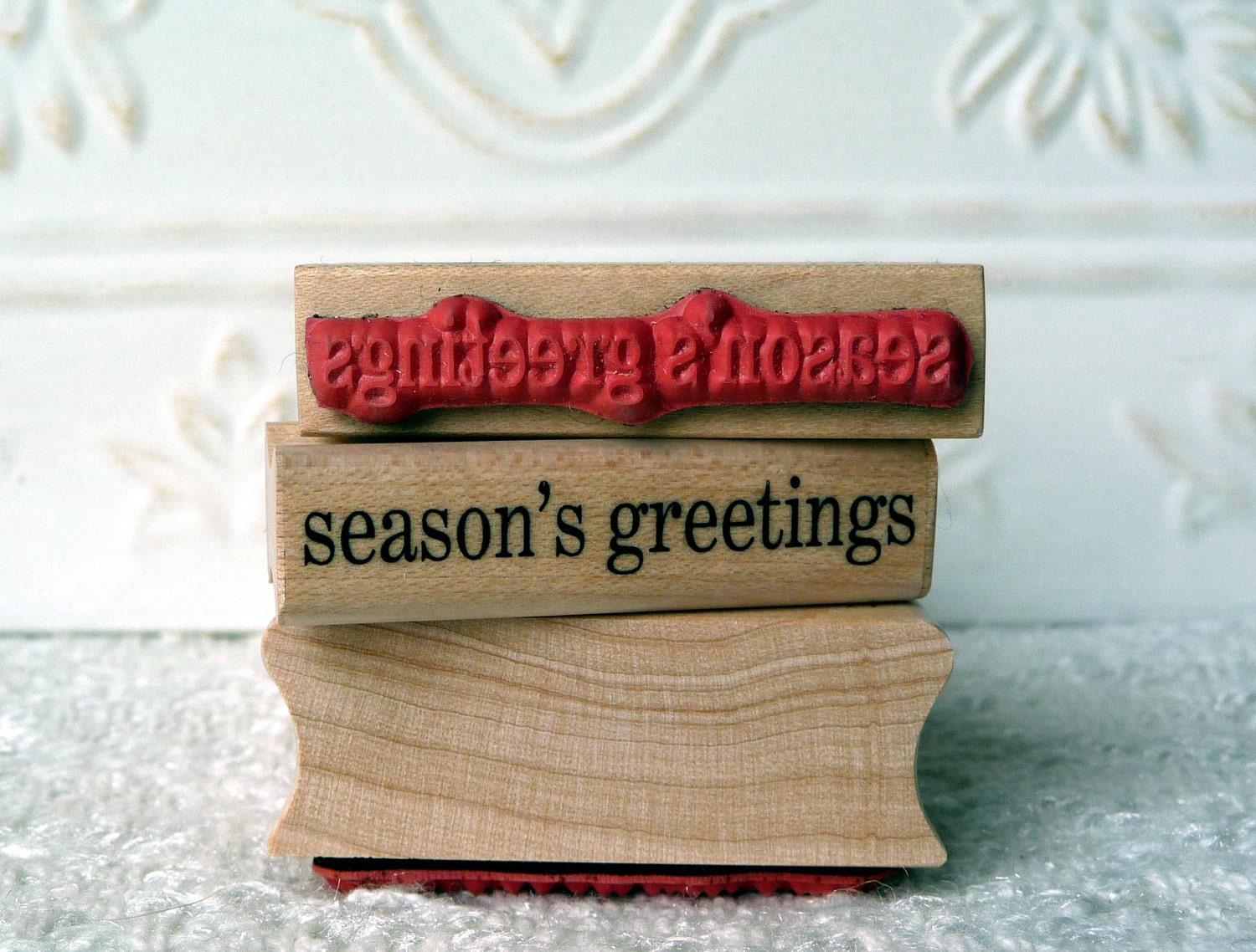 Season's Greetings rubber stamp from oldislandstamps