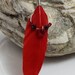Red feather necklace with silver plated wire, Swarovski crystals and seed beads- bold blood red