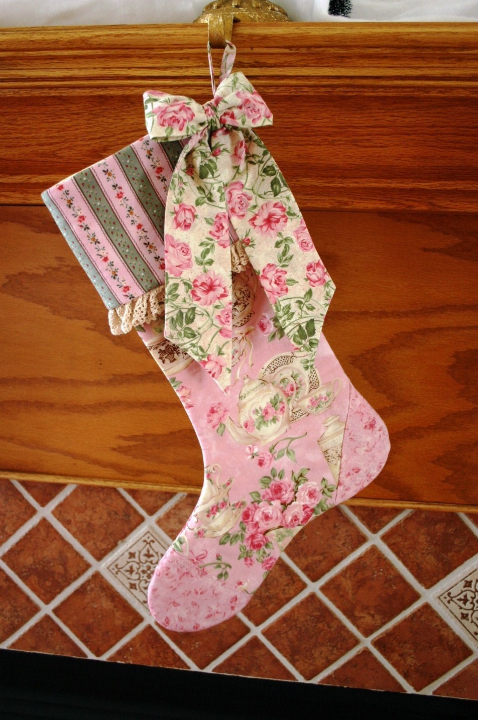 Christmas Stocking Pattern PDF FREE Big Bow Pattern Victorian