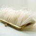 Ostrich Feather Bridal Clutch in Ivory and Gold