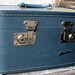 Reserved for Javier......Vintage train case/suitcase, Monarch, dark blue, wonderful condition