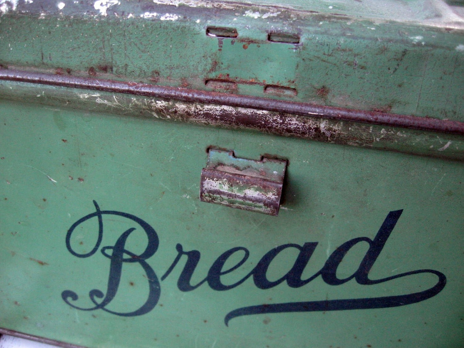 Vintage green bread bin box jadeite color with farmhouse