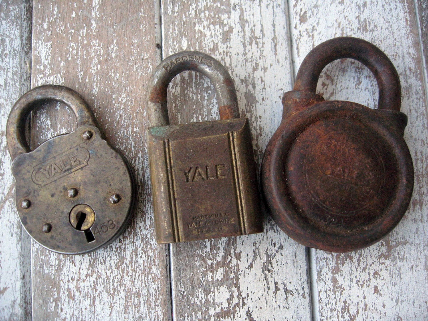 Vintage padlocks set of three Yale locks without keys cool