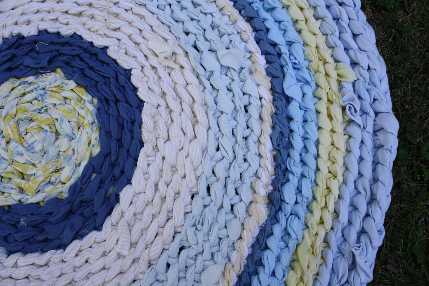 Blue & Yellow Rag Rug by dreamingdog on Etsy