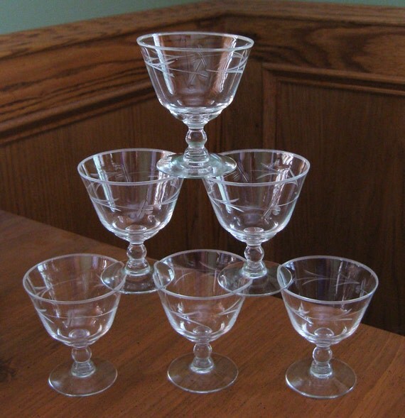 Vintage Beautifully Etched Crystal Parfait by goldfishtreasures